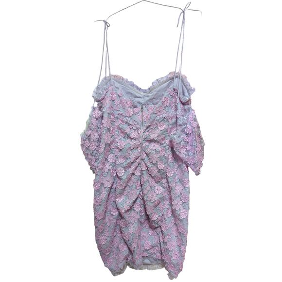 For Love and Lemons Amalie Mini Dress XL Purple Lavender 3D Floral Lace Cutout - Picture 6 of 9